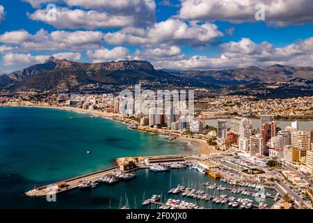 Calpe, Vista Ifach, Costa Blanca, Spagna Foto Stock