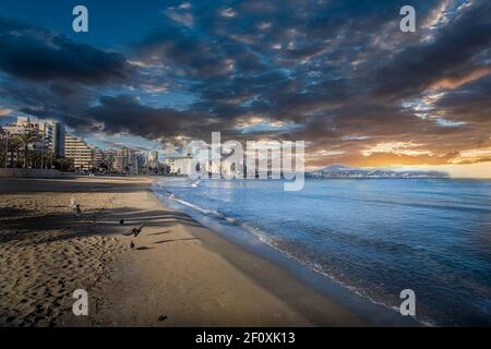 Calpe, Vista Ifach, Costa Blanca, Spagna Foto Stock