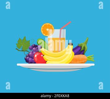 Concetto di scelta del cibo. Verdure fresche. Illustrazione Vettoriale