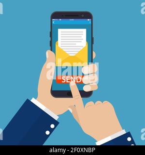 Tenere lo smartphone a portata di mano con l'e-mail Illustrazione Vettoriale