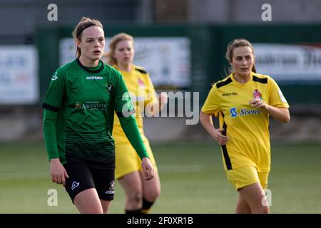 Aberystwyth Town / Briton Ferry Lansawel a Park Avenue nella Welsh Premier Women's League il 7 marzo 2021. Credito: Lewis Mitchell/YCPD Foto Stock