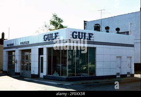 1970 Stati Uniti - Gulf station Port Chester New York ca. 1976 Foto Stock