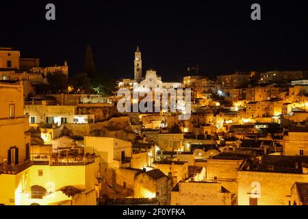 La vecchia parte della città di Matera, Basilicata - Italia Foto Stock