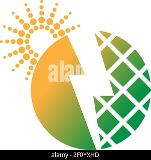 Simbolo dell'energia solare icona fulmine logo disegno vettoriale illustrazione Illustrazione Vettoriale