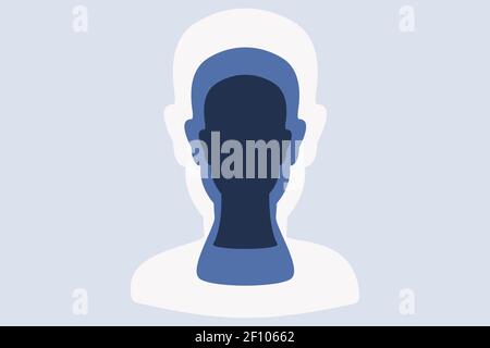 Rappresentazione astratta enigmatica della testa umana. Profondità dell'illustrazione del concetto di mente. Effetto multistrato. Vettore. Illustrazione Vettoriale