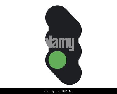 Illustrazione del semaforo che mostra la luce verde. Semafori. Oggetto isolato su sfondo bianco. Stile minimalista. Conn. Indennità Illustrazione Vettoriale