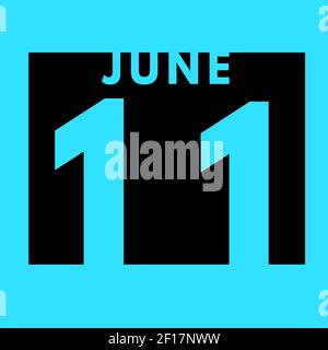 Giugno 11 . icona calendario giornaliero flat .date ,giorno, mese .calendario per il mese di giugno Foto Stock