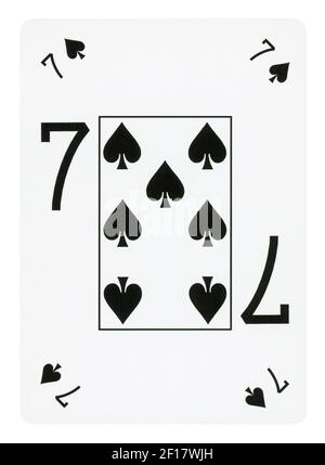 Sette di picche carta da gioco - isolato su bianco (percorso di clipping incluso) Foto Stock