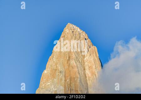 Fitz Roy Close Up View, Parque Nacional Los Glaciares, Patagonia - Argentina Foto Stock