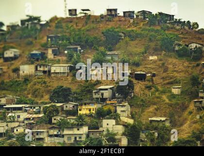 Le case di canna a collina, Guayaquil, Ecuador Foto Stock