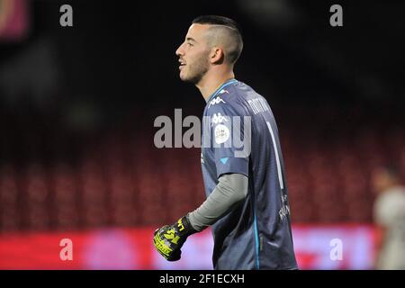 Lorenzo Montipò giocatore di Benevento, durante la partita del campionato italiano SerieA tra Benevento vs Roma risultato finale 0-0, partita giocata a. Foto Stock