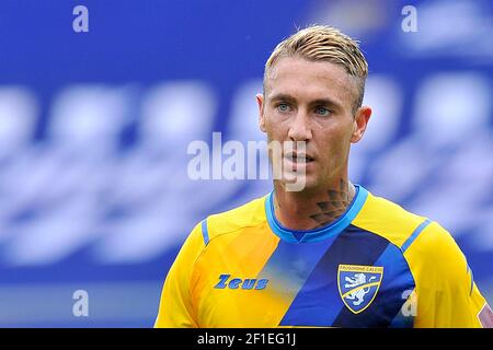 Matteo Ardemagni giocatore di Frosinone, nel corso della prima partita del campionato italiano di calcio Serie B tra Frosinone - Empoli risultato finale 0-2, Foto Stock