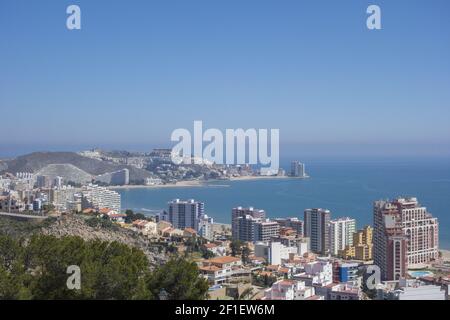 Veduta aerea della città turistica mediterranea di Cullera Foto Stock