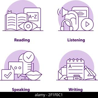 Set di icone del concetto di interfaccia utente creativa Education Illustrazione Vettoriale