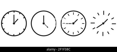 Set di icone Vector Time e Clock.progettazione della collezione di icone Clocks. Illustrazione Vettoriale