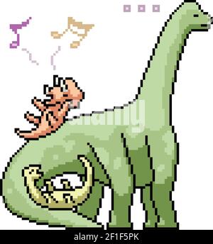 pixel art del gioco di bambino dinosauro Illustrazione Vettoriale