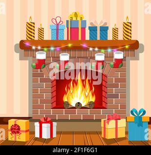 Camino di Natale all'interno Illustrazione Vettoriale