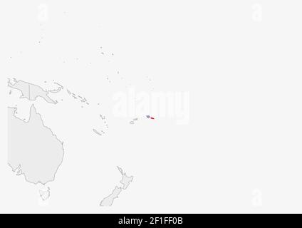 Mappa Samoa evidenziata in colori bandiera Samoa, mappa grigia con i paesi vicini. Illustrazione Vettoriale