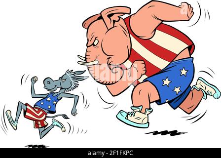 repubblicani e democratici asino ed elefante Illustrazione Vettoriale