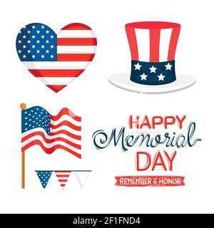 icone del giorno del memoriale Illustrazione Vettoriale