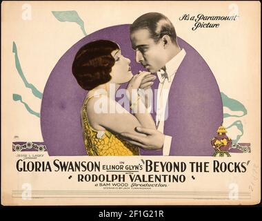 Gloria Wanson, Rodolph Valentino. "Oltre le rocce". Poster Vintage Movie, stile classico. 1922. Foto Stock