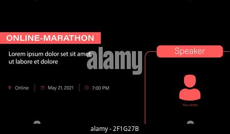 Banner on-line-Marathon con posto per il relatore. Contenuti promozionali Illustrazione Vettoriale
