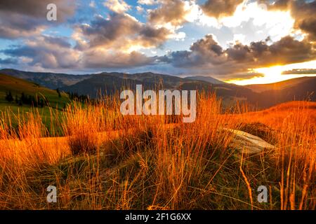 Paesaggio in montagna, Transalpina, Romania Foto Stock