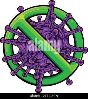Segno proibito con icona di glifo di particelle di virus Illustrazione Vettoriale