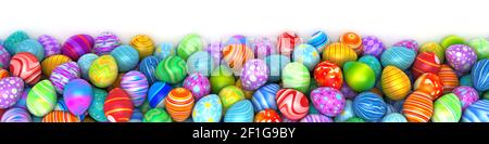 Pila di luminosa e colorata Uova di Pasqua - 3D render Foto Stock