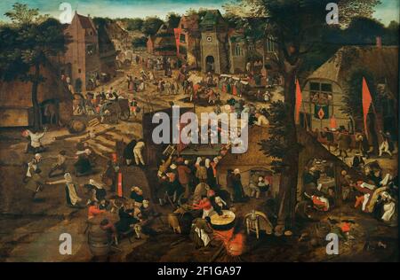 Pieter Brueghel II (il giovane) - una Fiera del Villaggio (Festa del villaggio in onore di Saint Hubert e Sant'Antonio) Foto Stock