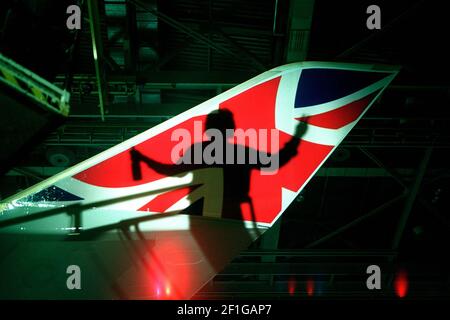 Richard Branson Virgin Atlantic New Livery lancio giugno 1999 in Amsterdam Foto Stock