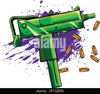 esercito uzi arma con proiettili e sangue Illustrazione Vettoriale