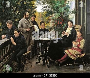 Peder Severin Krøyer - il ritratto di famiglia Hirschsprung. Da sinistra Ivar, Aage, Heinrich, Oscar, Robert, Paolina ed Ell... Foto Stock