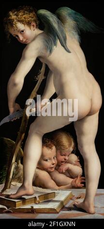 Francesco Mazzola, detto Parmigianino - Arco-carving Amor Foto Stock