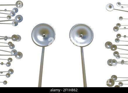 Stetoscopio ad orecchio metallico Ascolta un'illustrazione 3d isolata Foto Stock