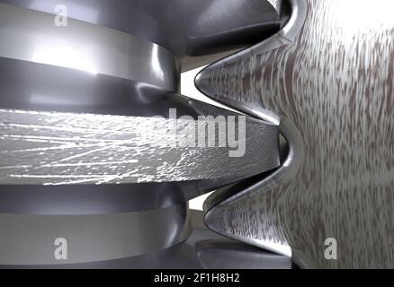 Trasmissione a vite coppia di ingranaggi. 3d illustrazione Foto Stock