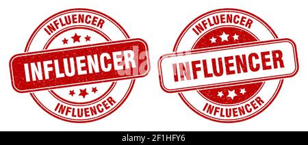 impronta influencer. segno influencer. etichetta grunge rotonda Illustrazione Vettoriale