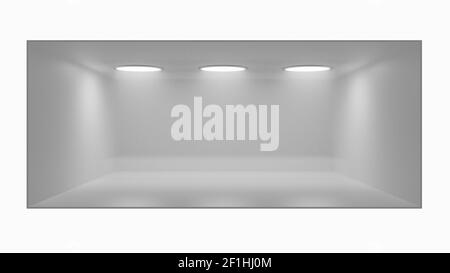 Ripiano vuoto con le luci in grigio 3d illustrazione Foto Stock