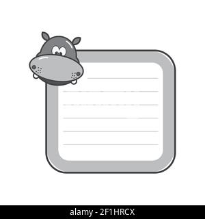 carino hippo carta messaggio Illustrazione Vettoriale