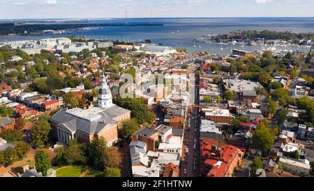 Vista panoramica aerea Annapolis Maryland state House Capital City Foto Stock