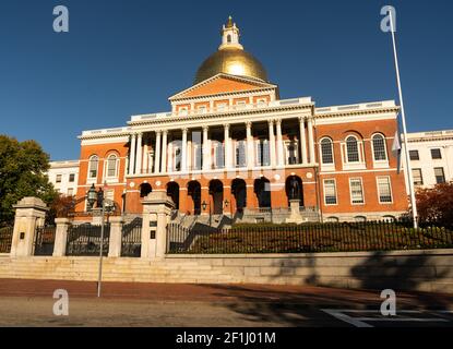 Ingresso al Bulfinch, Massachusetts state House Capital Building Boston Foto Stock