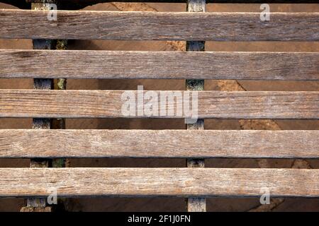 Vecchio sfondo di tessitura di banco di legno Foto Stock