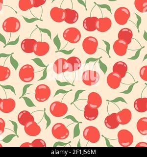 Motivo senza cuciture con ciliegie e ciliegie dolci. Illustrazione Vettoriale
