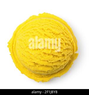 Scoop di Gelato al mango Foto Stock