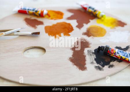 Pallete di vernice Foto Stock