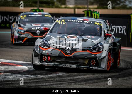 113 RAYMOND Cyril (fra), GCK Academy (fra), Renault Clio RS, azione, durante il 2019 FIA WORLD RX DI ABU DHABI dal 5 al 6 aprile - Foto Paulo Maria / DPPI Foto Stock