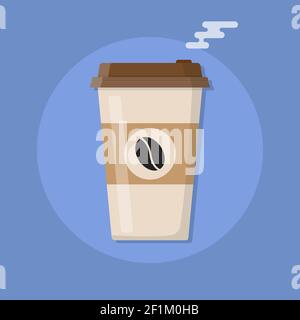 Tazza di caffè in plastica con caffè caldo Illustrazione Vettoriale