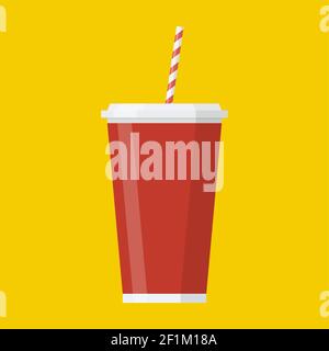 Icona della tazza di carta soda. Illustrazione Vettoriale