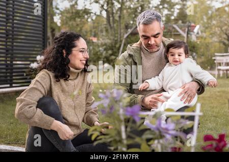 Genitori con figlio del bambino Foto Stock