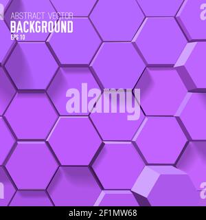Sfondo astratto scientifico con esagoni 3D viola in mosaico geometrico illustrazione vettoriale di stile Illustrazione Vettoriale